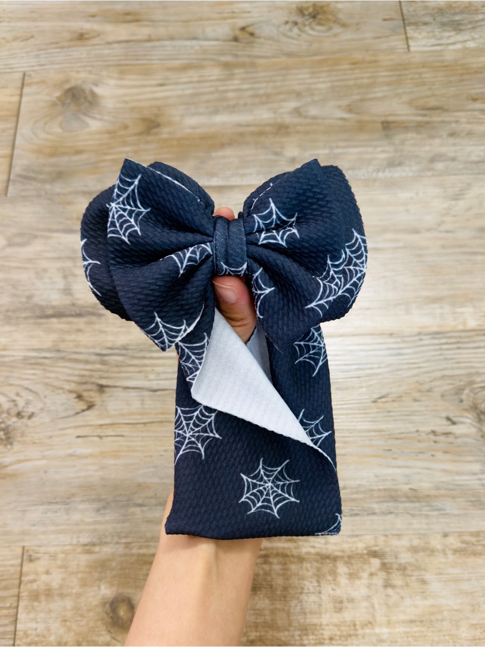 Halloween Spiderweb Big Bow Headband Baby Girl 0-3M Black